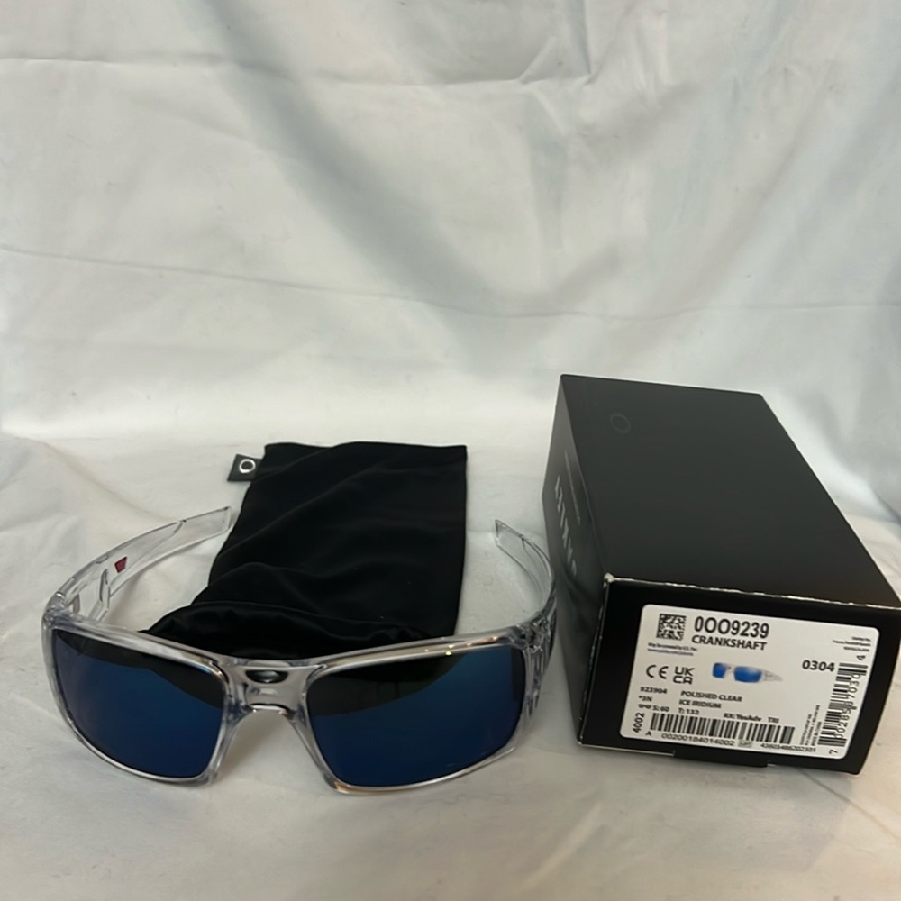 Pre Owned Like New “OAKLEY” CRANKSHAFT Polished Clear Frame Lens Ice Iridium